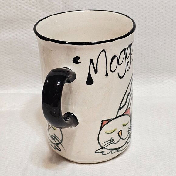Hand Painted Cat Mug "Moggy about Cats" Signed by Artist 2007 Stained Inside - Picture 6 of 10